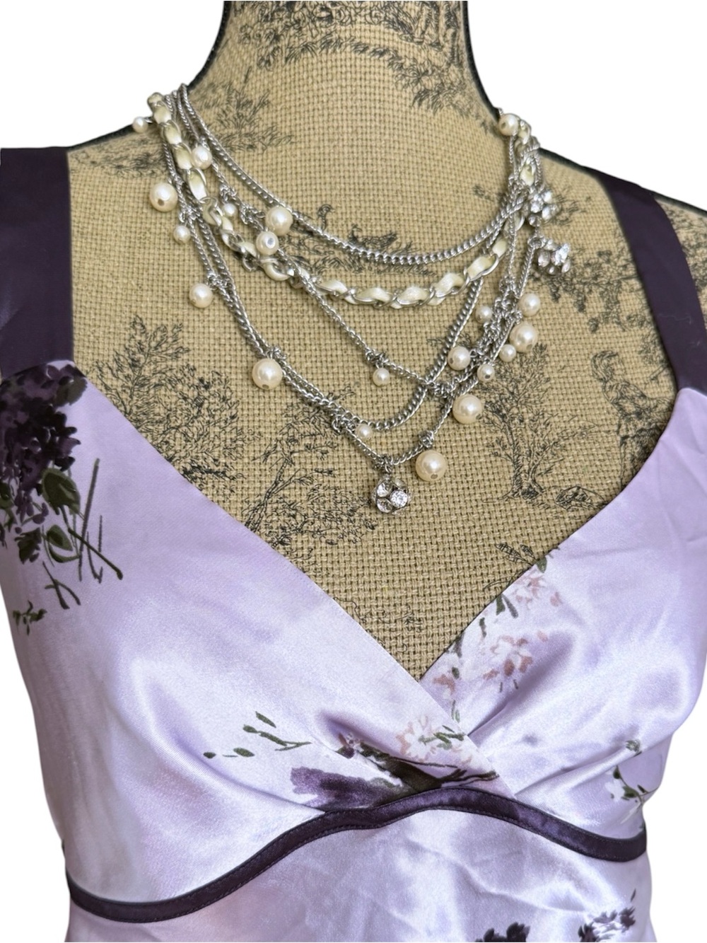 Jones New York Purple Floral Satin Slip Dress - Picture 2 of 4